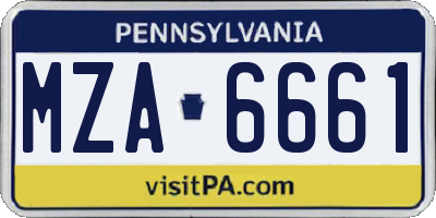 PA license plate MZA6661