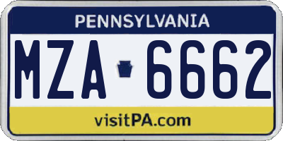 PA license plate MZA6662