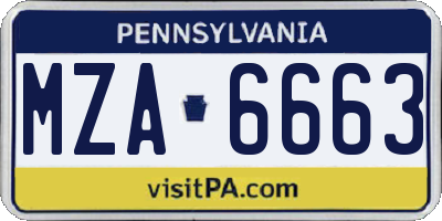 PA license plate MZA6663