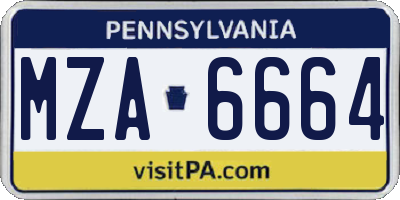PA license plate MZA6664