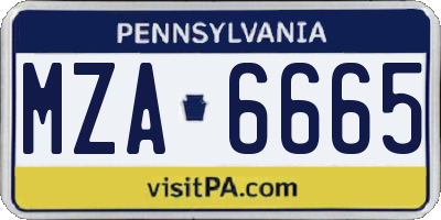 PA license plate MZA6665