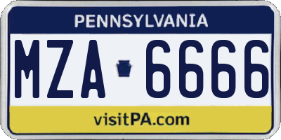 PA license plate MZA6666