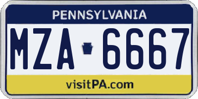 PA license plate MZA6667