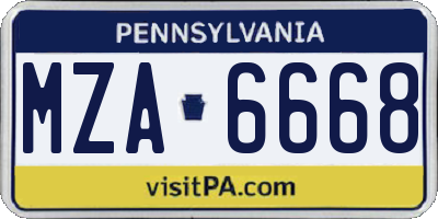 PA license plate MZA6668