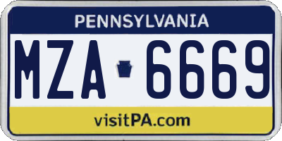 PA license plate MZA6669