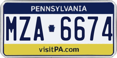 PA license plate MZA6674