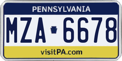 PA license plate MZA6678