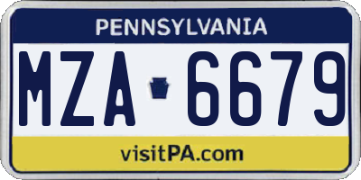 PA license plate MZA6679
