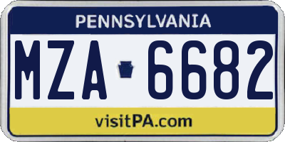 PA license plate MZA6682