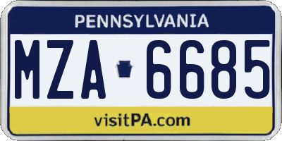 PA license plate MZA6685
