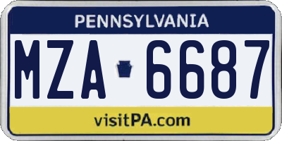 PA license plate MZA6687