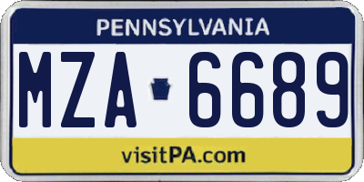 PA license plate MZA6689