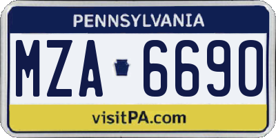 PA license plate MZA6690