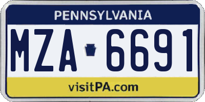 PA license plate MZA6691