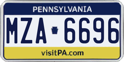PA license plate MZA6696