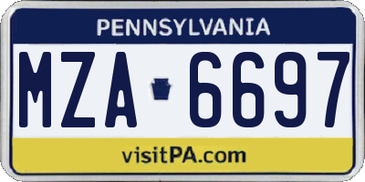 PA license plate MZA6697