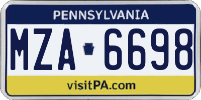 PA license plate MZA6698