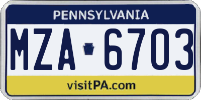 PA license plate MZA6703