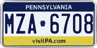PA license plate MZA6708