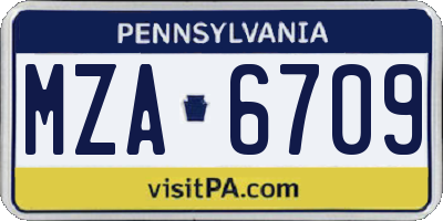 PA license plate MZA6709
