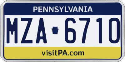 PA license plate MZA6710