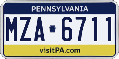 PA license plate MZA6711