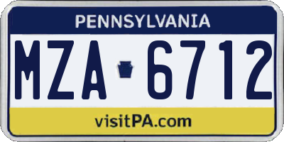 PA license plate MZA6712