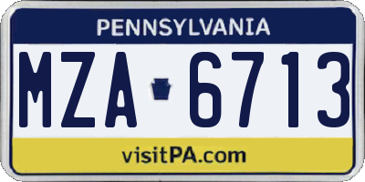 PA license plate MZA6713