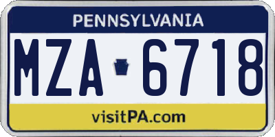 PA license plate MZA6718