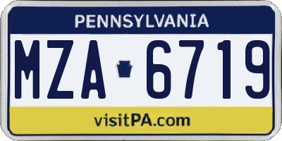 PA license plate MZA6719