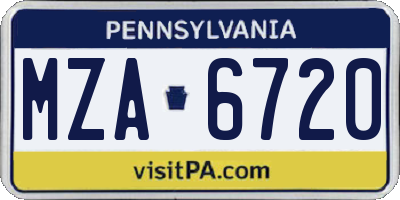 PA license plate MZA6720