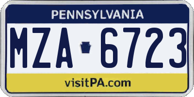 PA license plate MZA6723