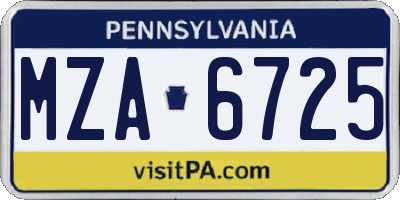 PA license plate MZA6725
