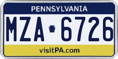 PA license plate MZA6726