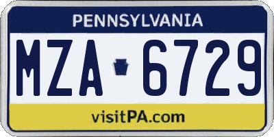 PA license plate MZA6729