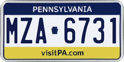 PA license plate MZA6731
