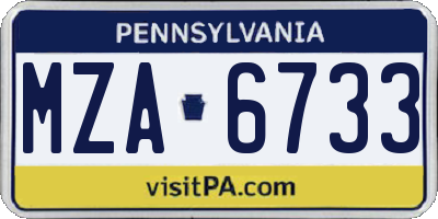 PA license plate MZA6733