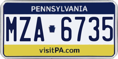 PA license plate MZA6735