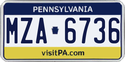 PA license plate MZA6736