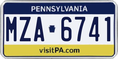 PA license plate MZA6741