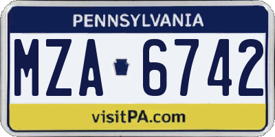 PA license plate MZA6742