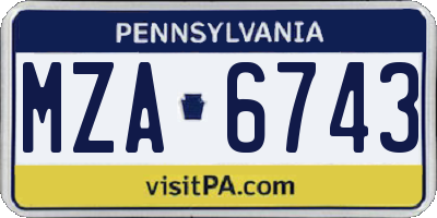 PA license plate MZA6743