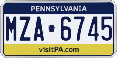 PA license plate MZA6745