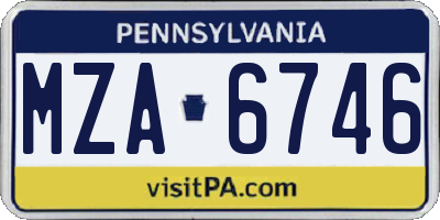PA license plate MZA6746
