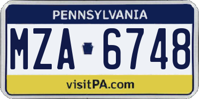 PA license plate MZA6748