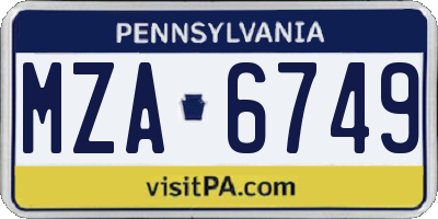 PA license plate MZA6749