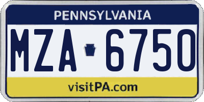 PA license plate MZA6750