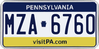 PA license plate MZA6760