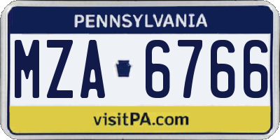PA license plate MZA6766