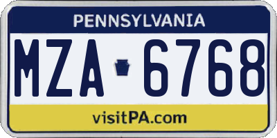 PA license plate MZA6768